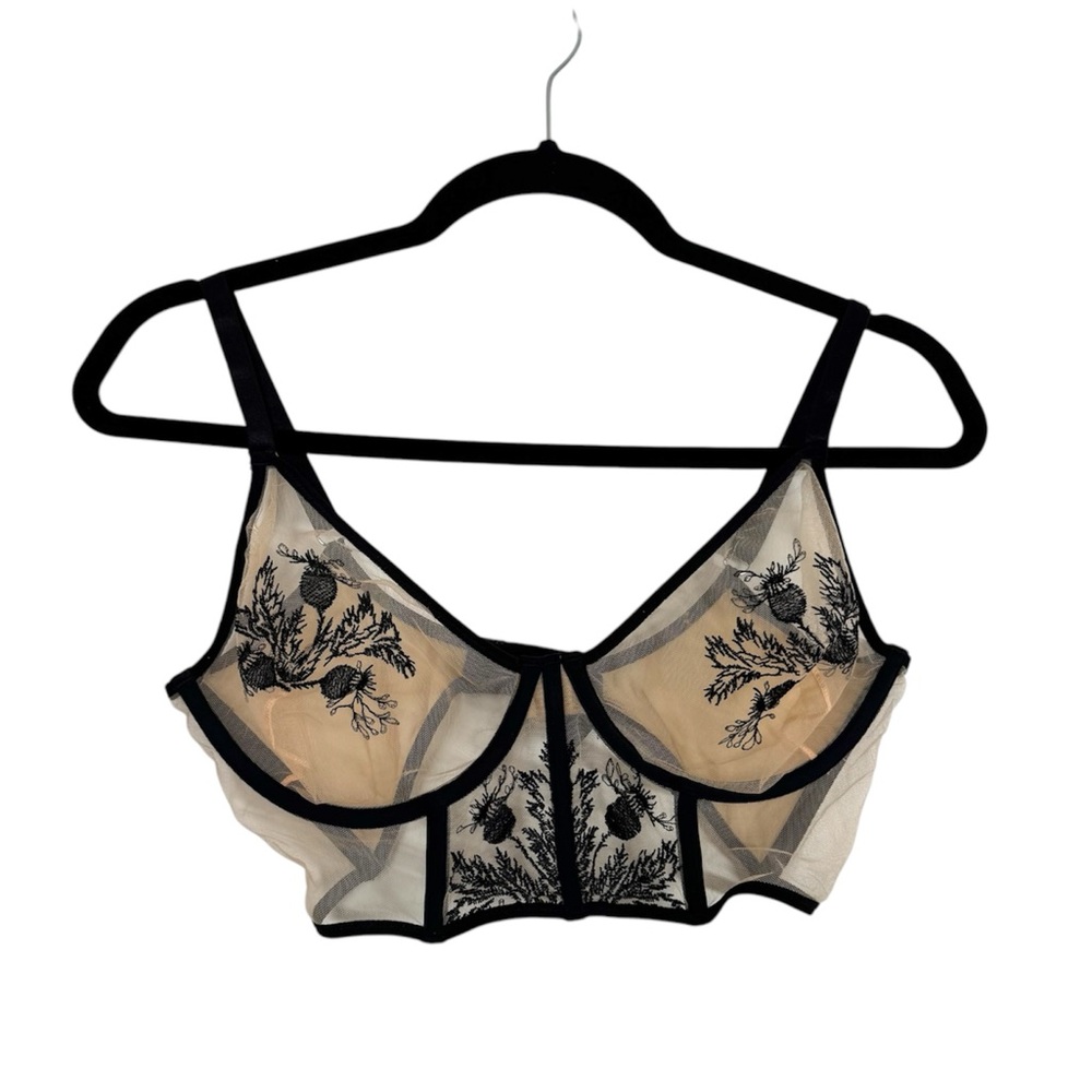 Thistle & Spire Bra Bustier Verona Bodice Sheer Floral Embroidered Poppy